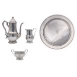 An American sterling silver four piece coffee set by Meriden Britannia Company.