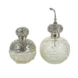 An Edwardian silver mounted cut glass ovoid scent bottle by J H Worrall, Son & Co Ltd.