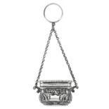 A rare Victorian silver vinaigrette in the form of a bag by James Fenton.