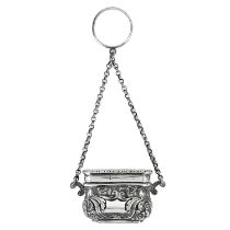 A rare Victorian silver vinaigrette in the form of a bag by James Fenton.