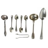 A selection of silver spoons.