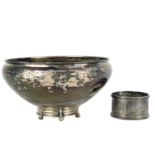 A silver bowl by maker W.B.