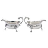 A good pair of George V silver Georgian style sauce boats by D & J Wellby Ltd.