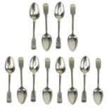 A Victorian silver set of twelve fiddle pattern dessert spoons by Hayne & Cater.