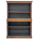 A Regency rosewood open two part bookcase.