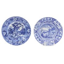 A Spode blue and white soup bowl.