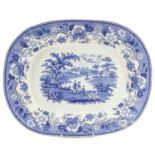 A Victorian blue and white pottery meat platter Eton College.