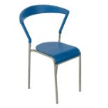 An Allermuir blue resin and chromed steel chair.