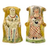 A pair of unusual Staffordshire pearlware figures.