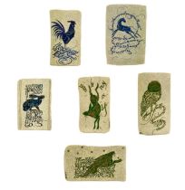 Eight ceramic poetry wall plaques by Iris Milward.