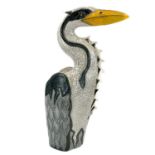 A Jennie Hale large raku glazed figure of a Heron