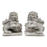 A pair of impressive cast concrete Chinese dogs of Fo.