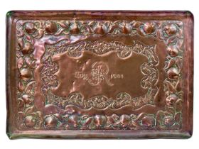 A documentary Newlyn copper rectangular tray.