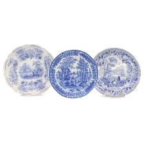 A Davenport blue and white plate.