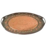 A Newlyn copper oval galleried tray.