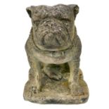 A reconstituted stone garden figure of a seated Bulldog.