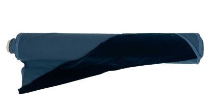 A bolt of dark blue velvet fabric.