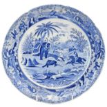 A Clew's blue and white bear hunting plate.