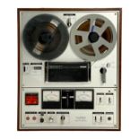 A Sony TC-630 three head reel-to-reel solid state tape recorder/player.