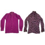 A silk Yves Saint Laurent Rive Gauche blouse and a Thea Porter floral chiffon shirt