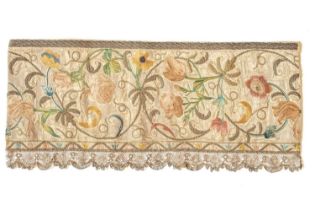 A piece of fine 18th century silk embroidery