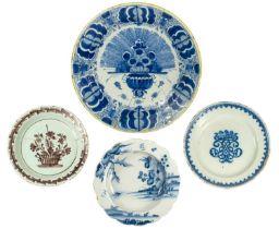 Four pieces of tin-glazed earthenware
