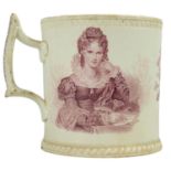 A pink printed Coronation mug