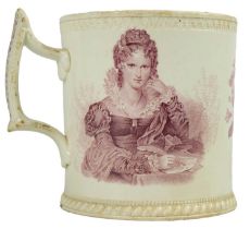 A pink printed Coronation mug