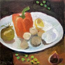 Tessa NEWCOMB (1955) Still life of figs and pepper