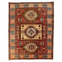 A Turkish rug of Caucasian design, mid 20th century.