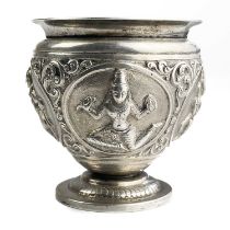 An Indian Swami silver pedestal salt with inner liner.