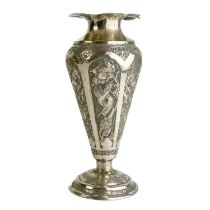 A Persian silver pedestal vase.
