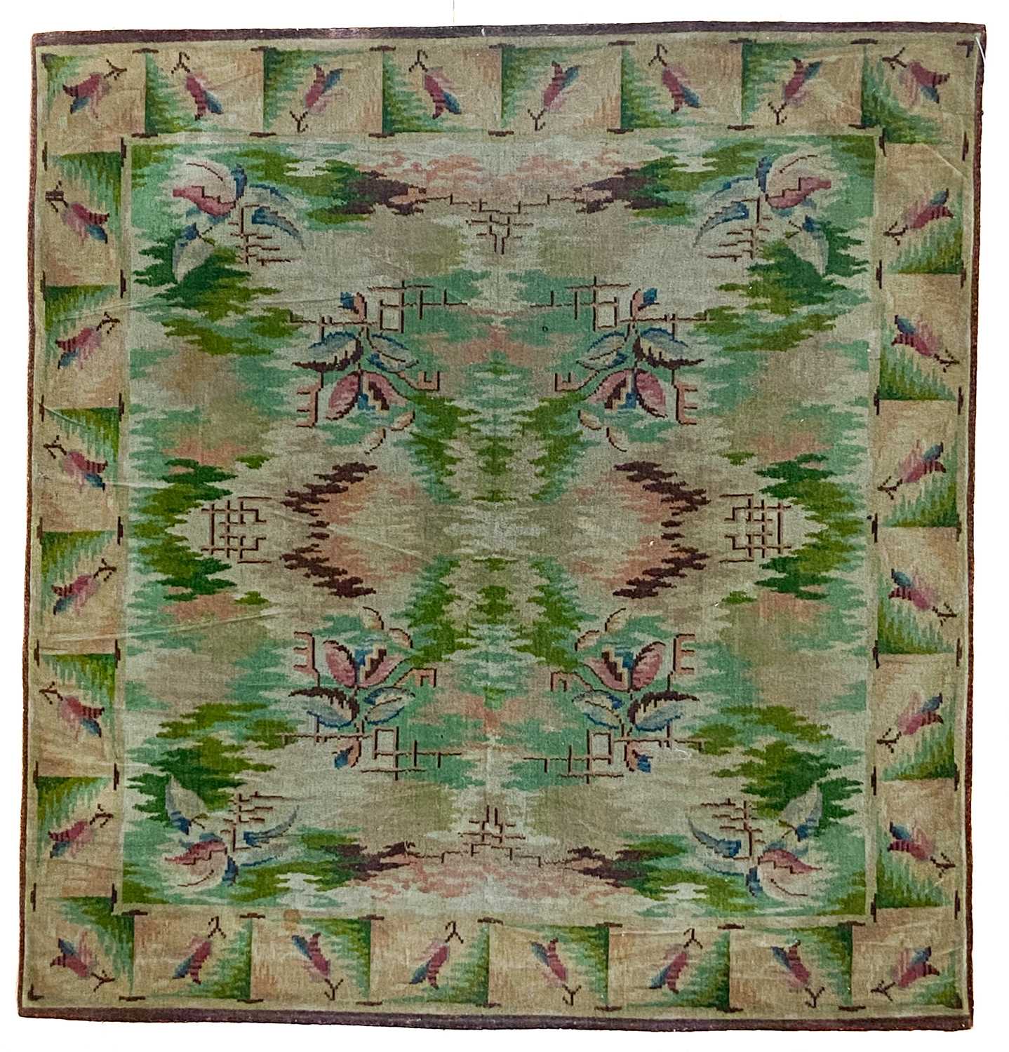 An Art Deco chenille rug, circa 1930's.