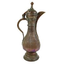 A Persian copper ewer, 19th century.