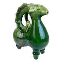 A Middle Eastern green glazed water jug, early-mid 20th century.