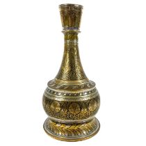 A Indian bidri brass and silvered vase, early 19th century.