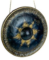 An Anglo Indian bronze and gilt decorated gong, early 20th century.