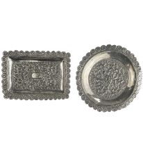 Two Indian silver pin trays.