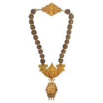 A South Indian Rudrakshamalai high purity gold necklace, Tamil Nadu, 19th century.