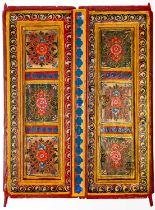 A pair of Indian painted wood shutters, early 20th century.