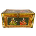 An Indian painted wood box, early 20th century.