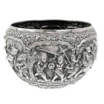 A Burmese silver bowl, circa 1900.