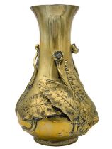 A Japanese polished bronze vase, Meiji period.