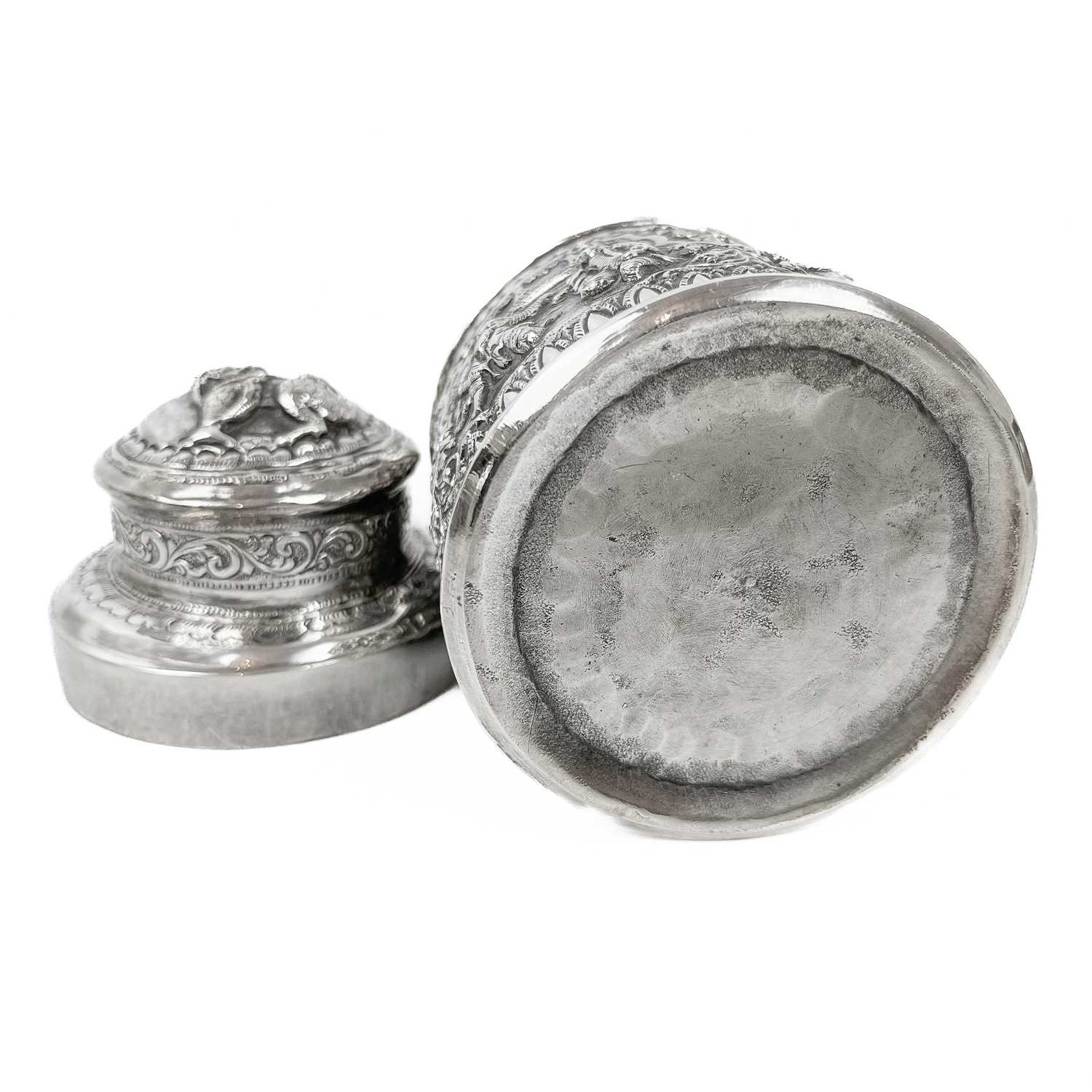 Two Burmese silver lidded cannisters, mid 20th century - Image 23 of 25