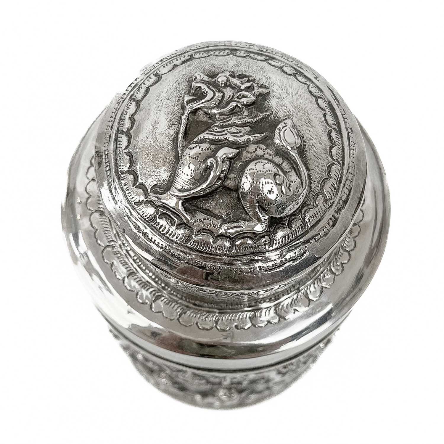 Two Burmese silver lidded cannisters, mid 20th century - Image 13 of 25