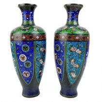 A pair of Japanese cloisonne vases, Meiji period.