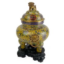 A Chinese cloisonne censer and stand, late 19th century.