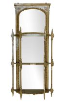 A late Victorian gilt gesso mirrored wall shelf.