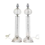 A pair of mid 20th century French glass table lamps.