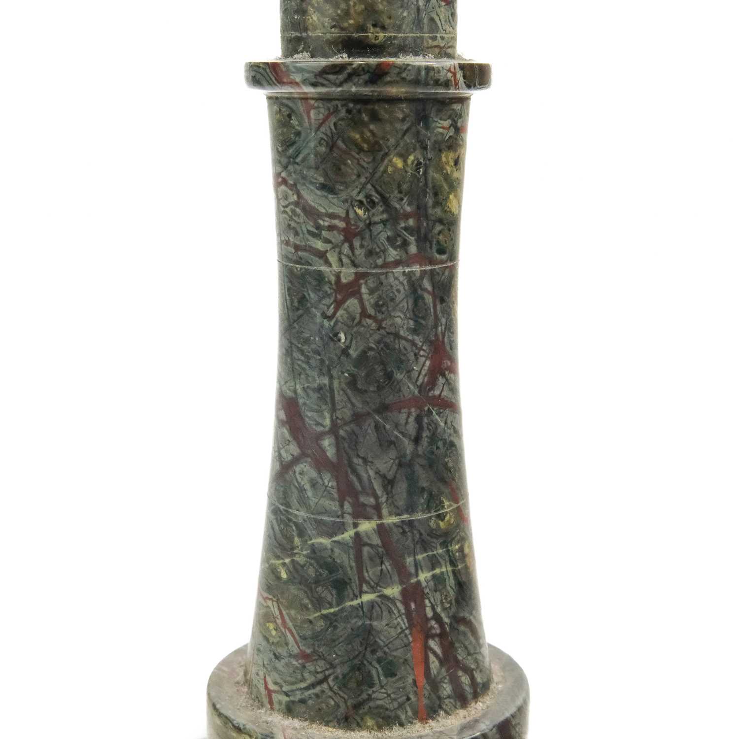 A Cornish serpentine lighthouse table lamp. - Image 2 of 4